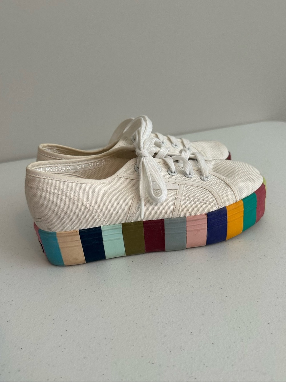 Women’s size 37 Superga 2790 Rainbow Platform Sneakers - Picture 3 of 13